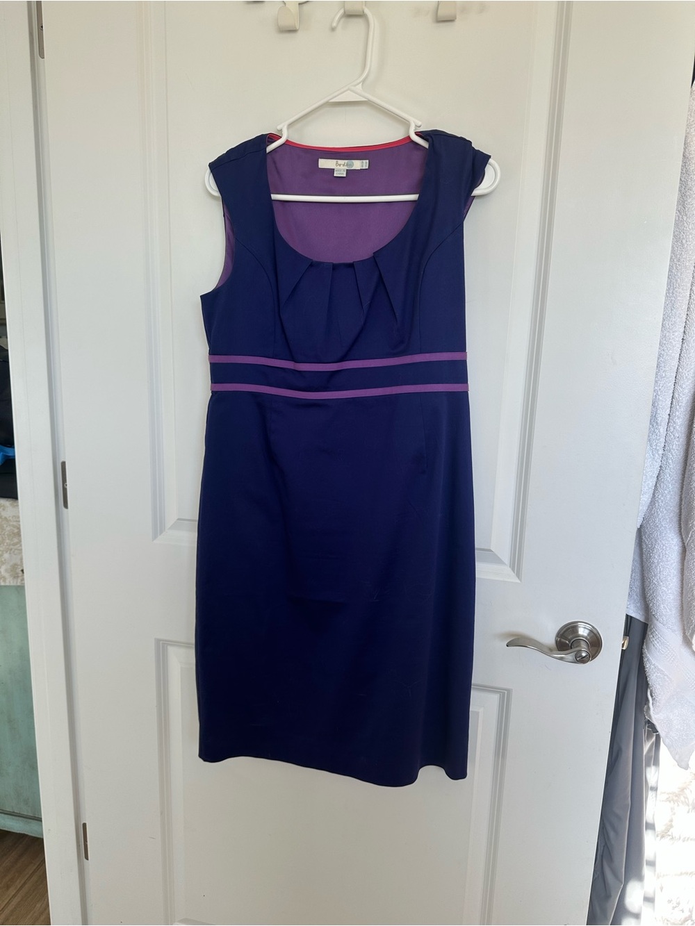 Boden Navy Sheath Dress with Purple Trim